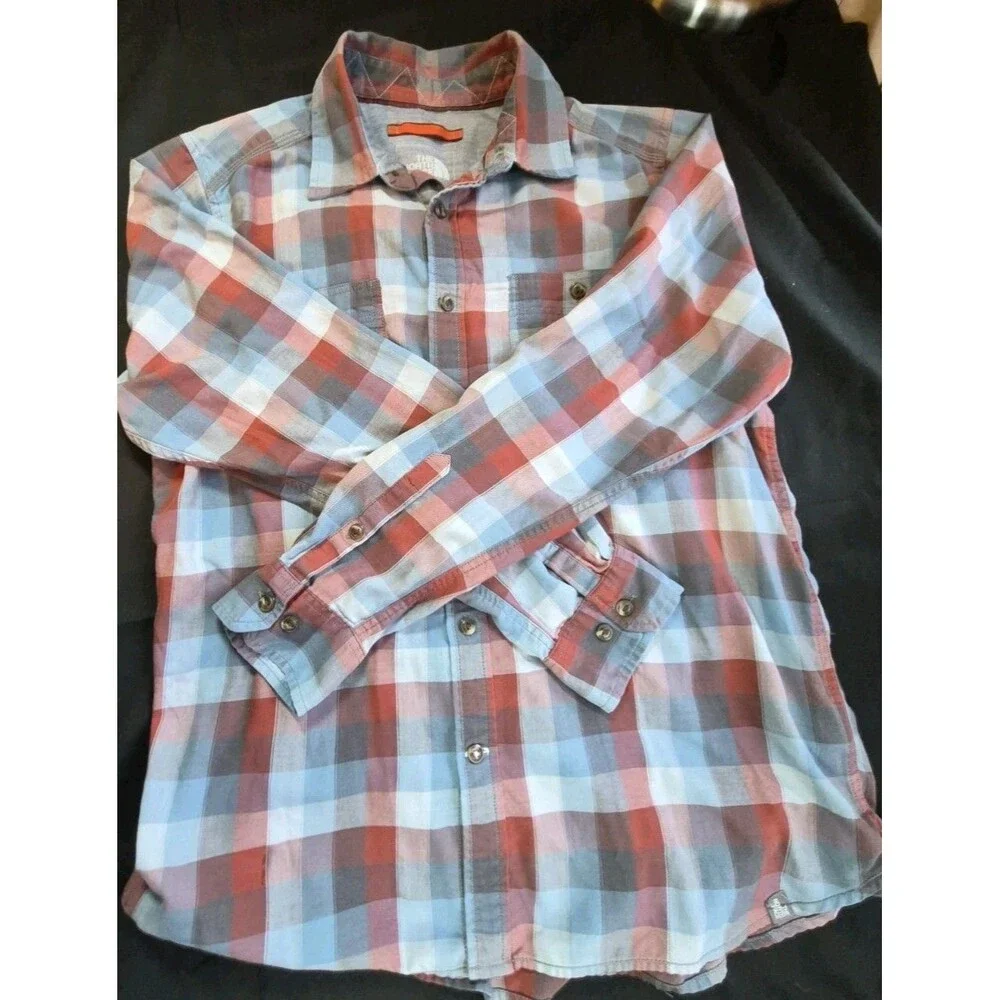 The North Face Light Flannel Long Sleeve Shirt Mens Size Large Plaid Hiking